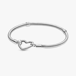 Pandora Heart Closure Snake Chain Bracelet Silver 8.3